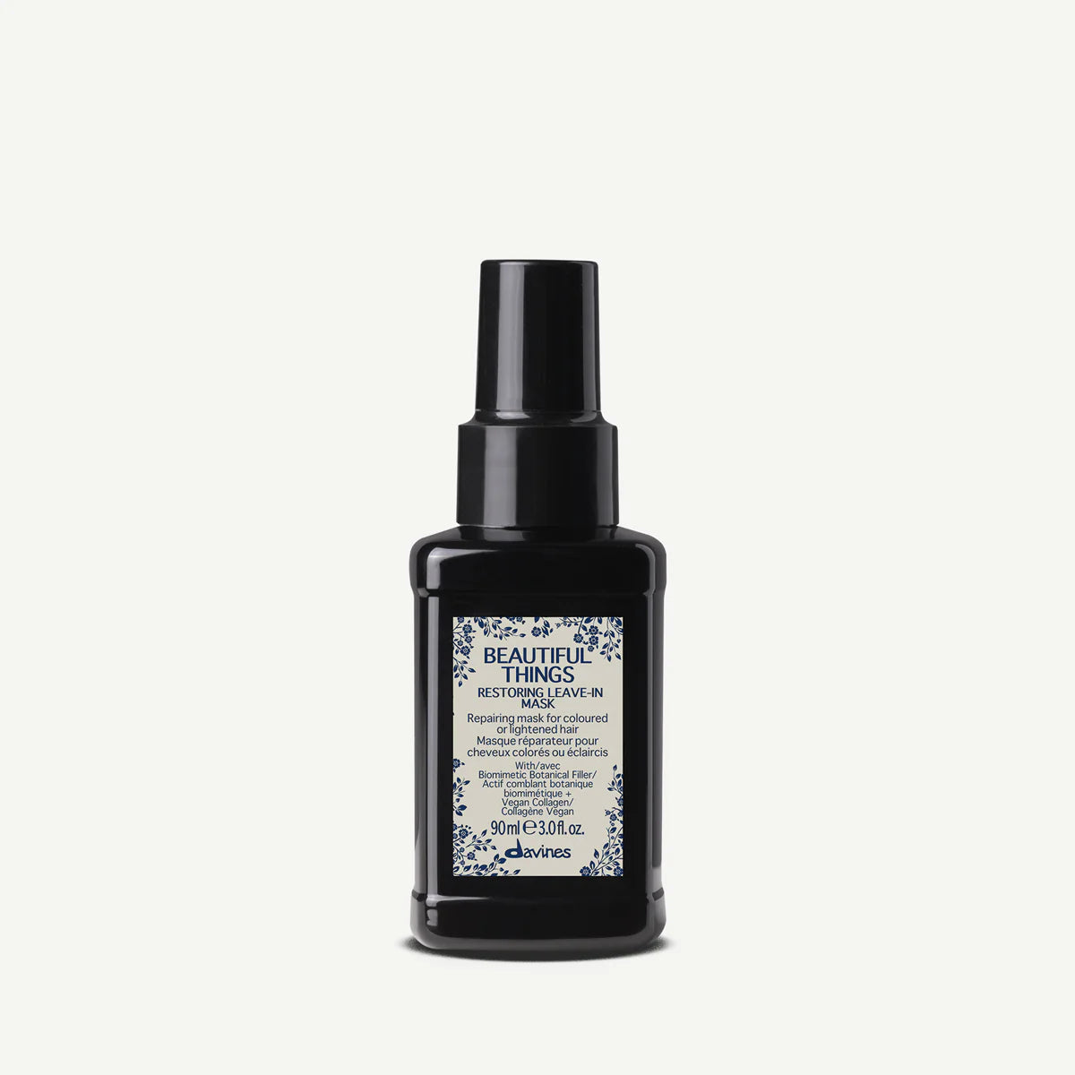 Davines Beautiful Things Restoring Leave-In Mask for coloured and lightened hair in black spray bottle