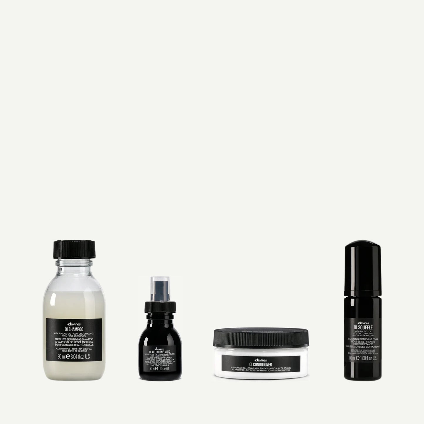 Davines Elegant Tropic Forest Kit, Davines travel set, OI travel kit, Roucou oil hair care, travel-size hair products, hydrating hair kit, shine and softness, luxury hair travel set, Davines OI collection, mini hair care set.