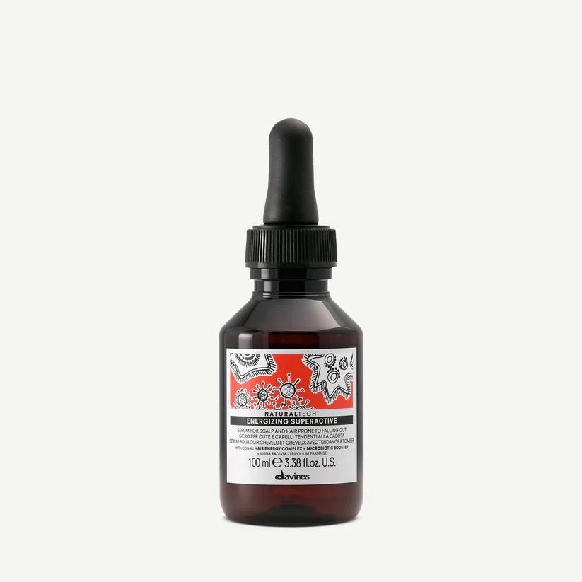 Davines Naturaltech Energizing Superactive Serum — intensive scalp treatment with caffeine phytoceuticals and Hair Energy Complex, formulated to reduce hair loss, stimulate growth, and strengthen fragile or thinning hair.