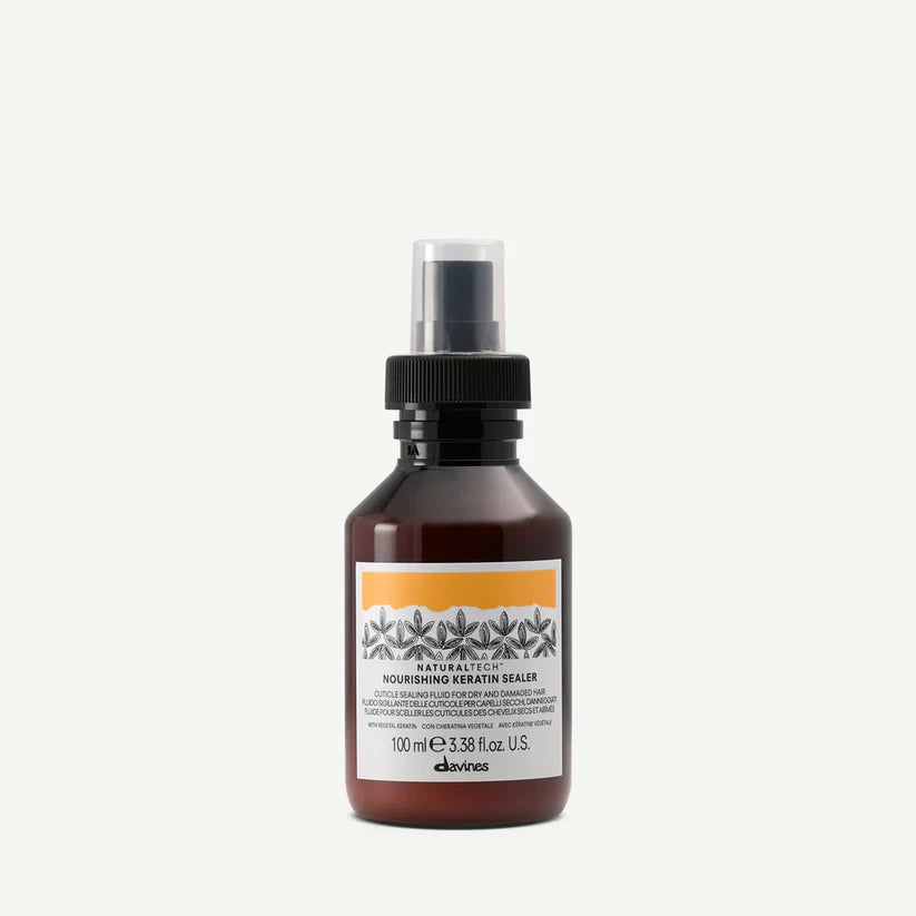 Davines NATURALTECH Nourishing Keratin Sealer 100ml — leave-in spray enriched with vegetal keratin and Biacidic Bond Complex to strengthen, smooth, and protect dry or damaged hair.