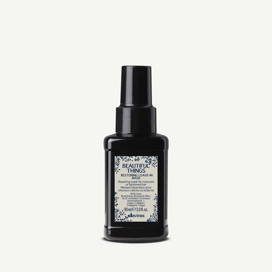 Davines Beautiful Things Restoring Leave-In Mask for coloured and lightened hair in black spray bottle