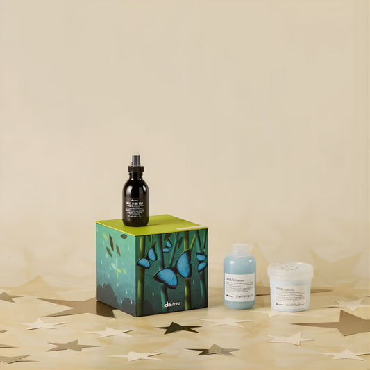 Davines Holliday Collection 2025 including OI All In One Milk (135ml), MINU Shampoo (250ml) and MINU Conditioner (250ml)