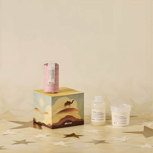 Davines Wild Desert Kit holiday collection including LOVE/Curl Shampoo, Conditioner and Curl Building Serum