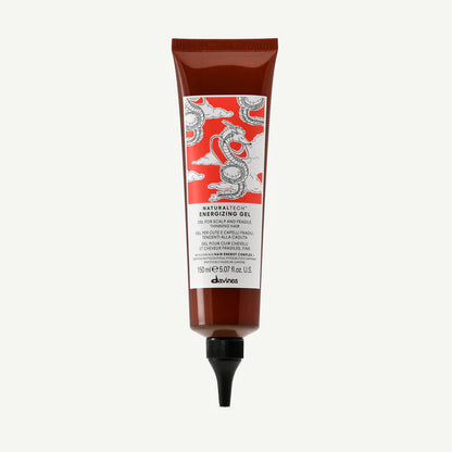 Davines Naturaltech Energizing Gel — revitalizing scalp gel for thinning or fragile hair, formulated with caffeine phytoceuticals and Hair Energy Complex to stimulate the scalp, strengthen roots, and improve hair density.