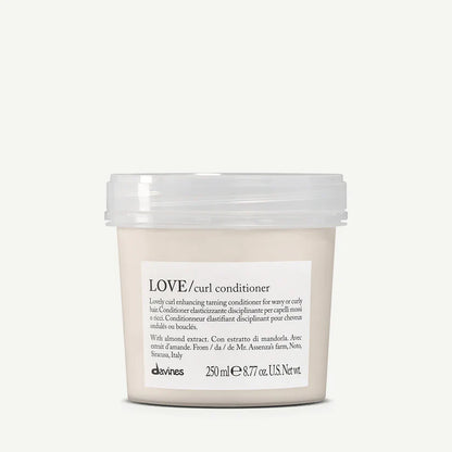 Davines LOVE Curl Conditioner 250ml — curl-enhancing conditioner with almond extract, formulated to deeply nourish, detangle, and define wavy or curly hair with softness and shine.