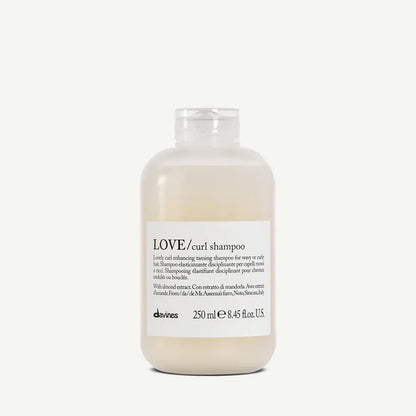 Davines LOVE Curl Shampoo 250ml — curl-enhancing shampoo with almond extract, formulated to gently cleanse, tame frizz, and enhance elasticity for wavy and curly hair.